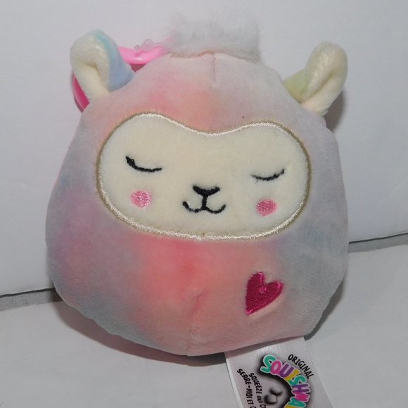 Squishmallows Mini 3.5" Plush Tie Dye Leslie the Llama Backpack Clip is in NWOT - Picture 5 of 5